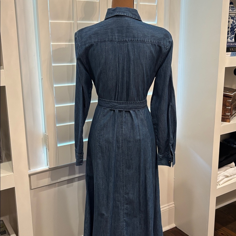LOFT chambray belted midi pocket shirt dress - Picture 6 of 8